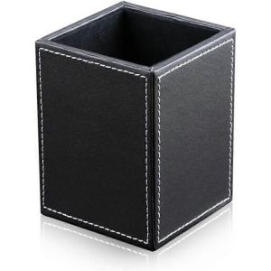 Porte-crayons classique en cuir synth&eacute;tique (noir) - Neuf