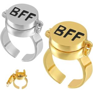 Kahfl-2 Pièces Best Friends Forever Ring-Anime Aesthetic Bff Anneaux Joli Couple Open Cap Anneaux Bijoux Cadeaux Pour Femmes Filles Unisexe,Pour Le Meilleur Ami - Neuf
