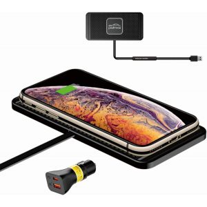 Chargeur De Voiture Sans Fil,15W Diy Chargeur Sans Fil Rapide Avec Chargeur De Voiture Qc 3.0 Compatible Avec Airpods, Iphone 14/13/12/11/X, Samsung S22/S21/S20 (C&acirc;ble De 30 Cm) - Neuf