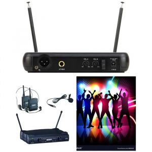 Double micro sans fil &iquest; Serre t&ecirc;tes &iquest; cravate PRO VHF DJ KARAOKE - 2 canaux - Fr&eacute;quence 178.5 - 183.5 MHZ - Neuf