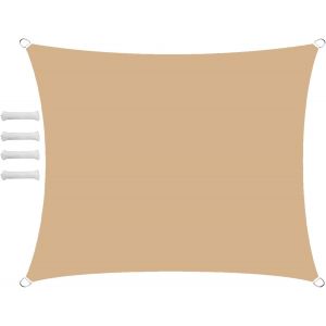 Ulteronixshop-Voile D'ombrage Rectangulaire Imperm&eacute;able Pour Ext&eacute;rieur - 1,5 X 3,5 M - Protection Uv - Pour Jardin Et Terrasse - Avec Corde - Beige - Neuf