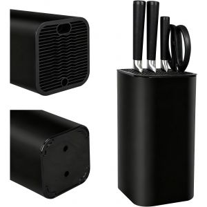 Kalanka-Range Couteaux De Cuisine, Noir, Range Couteaux De Cuisine Universel Vide Avec 21 Emplacements Et Syst&egrave;me De Drainage, Bloc Couteaux Cuisine Vide Pour Aff&ucirc;teur De Couteaux, Pour Cuisine - Neuf