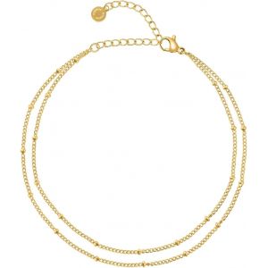 Cmjaagur-Day.Berlin Women's Anklet Ava 18k Gold Layered Anklet With Small Balls 22cm + 5cm Variable Length 316l Stainless Steel Nickel Free And Water Resistant[M181] - Neuf