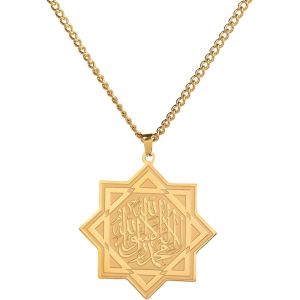 Kal-Collier Allah Pour Homme Et Femme En Acier Inoxydable Chic Avec Pendentif Islamique Musulman Allah (Médaillon) Bijoux Arabes - Neuf