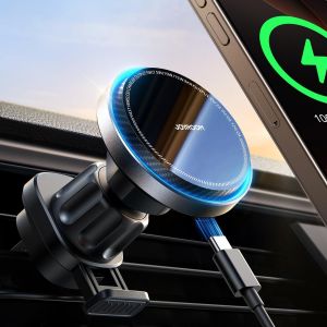 Support Telephone Voiture Induction [15W Charge Rapide & Ventilateur] Chargeur Magsafe Voiture Sans Fil, Chargeur Induction Voiture Magnetique Pour Iphone 16/15/14/13/12 Séries - Neuf