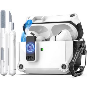 Compatible avec AirPods Pro 2 gen (Auto Pop-up Cover) avec kit de Nettoyage, pour Airpods Pro 2/1 gen (2023/2022/2019), pour Airpods Pro Case (USB-C/Lightning),Blanc - Neuf