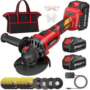 VornixorSarlshopMeuleuse d&iquest;angle sans fil - 2 batteries de 4000 mAh, meuleuse d&iquest;angle sans balais de 125 mm avec 9500 RMP, Meuleuse d'angle 21 V avec roues de coupe, ponceuse &agrave; lamelles pour la coupe - Neuf