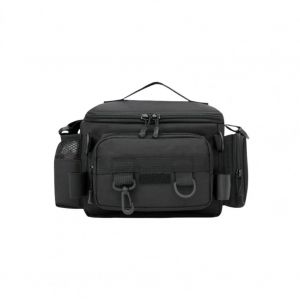 Sac De Matériel De Pêche Imperméable En Tissu Oxford,Multi-Poches,Porte-Canne À Leurre,Porte-Moulinet,Sac À Bandoulière,Sac De Rangement Pour Matériel De Pêche-Noir - Neuf