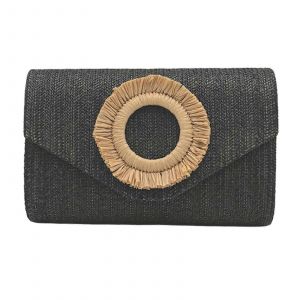 Sac a main en paille pour femme, pochette d'ete, sac de plage en paille, sac enveloppe tisse, sac a bandouliere en paille, sac de soiree marron - Neuf
