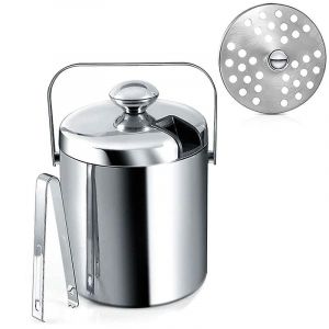 Seau À Glace À Double Paroi Avec Couvercle, Acier Inoxydable, 1,3 Litre - Neuf