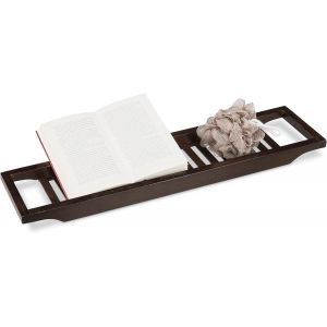 Pont De Baignoire Tablette De Baignoire Salle De Bain En Bambou Hxlxp: 4 X 65 X 15 Cm,Brun Laqué - Neuf