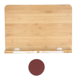 Support de livre en bambou reglable en hauteur sur 6 niveaux, plateau de lecture en bois avec papier mat pour manuels, magazines, ordinateurs portables et tablettes - Neuf