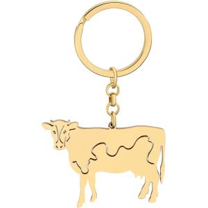 Kal-Porte-Clés Vache Laitière En Acier Inoxydable Plaqué Or 18k Bijoux Vaches Cadeaux Pour Femme Filles Décor Voiture Decorative Charms - Neuf