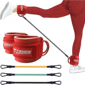 Sangles De Cheville Avec Poignets En Néoprène Pour Entraînement Des Jambes Et Fessiers, Bandes De Résistance Réglables (Rose). - Neuf