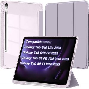 Coque pour Samsung Galaxy Tab S10 Lite/S10 FE/S9 FE 10,9 Pouces/S9 11 Pouces avec S Pen Porte-Stylet, ?tui Housse Arri&iquest;&iquest;re Clair Transparente Support Fine Antichoc, Lavande - Neuf