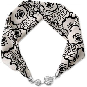 Ershi-Femme Mode Foulards En Soie Collier Boucle Magnétique Pratique Avec Strass Bling Petit Étroit Foulard Décoratif Bijoux Pende[1 - Neuf