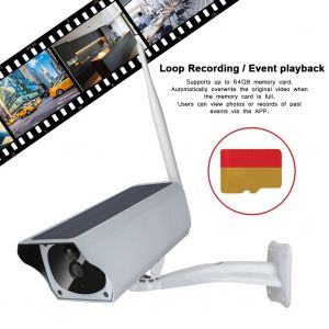 Camera de surveillance exterieure IP Wifi HD 1080p a energie solaire et faible consommation d'energie, sans fil, infrarouge - Neuf