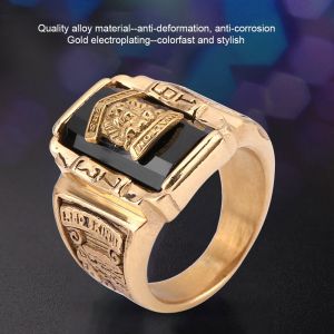 Bague En Plaque Or Style Retro Hip-Pop Pour Homme, Accessoire Tendance Avec Tete De Lion (#8) - Neuf