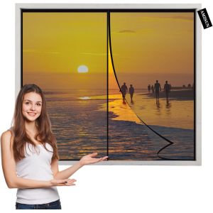 Magnétique Moustiquaire Fenetre 90x65cm Puissants Aimants-Fermeture Automatique-Garde L'air Frais À L`Intérieur Et Les Insectes À L'extérieur-Pour Couloirs/Patio Noir - Neuf