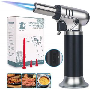 Eryi-Chalumeau De Cuisine, Réglable Et Rechargeable Briquet Chalumeau,Torche À Butane Avec Verrouillage De Sécurité, Chalumeau Gaz Bricolage Pour Cuisson Bbq Crème Brûlée(Butane Non Inclus), Gf-907 - Neuf