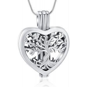 Collier Urne Funéraire Arbre De Vie Pour Cendres En Forme De C?ur Bijoux Souvenirs Pour Femmes Et Hommes - Neuf