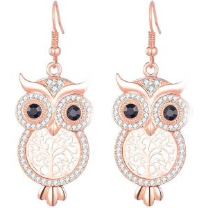 Kalhx-Les Boucles D'oreilles Hibou,Incrust&eacute;es De Mat&eacute;riau Anti-Allergique En Cristal De Zircone Cubique,Peuvent &Ecirc;tre Utilis&eacute;es Comme Cadeau D'anniversaire Pour Les Filles Ou Les Amis - Neuf