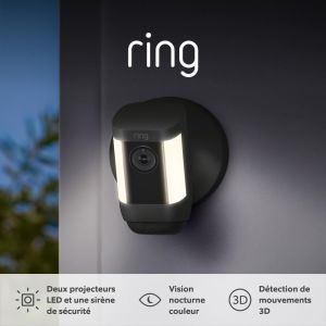 Caméra Spotlight Plus sans fil (Spotlight Cam Plus Battery)| Caméra surveillance extérieure wifi, vidéo HD 1080p, audio bidirectionnel, projecteurs LED | Essai Home gratuit 30 j. - Neuf