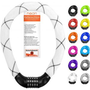 Tianyi-Antivol Cadenas À Combinaison De Codes Pour Vélo Avec Chiffres Et Revêtement En Tissu Extrêmement Robuste, Maillons De Chaîne En Acier, 6 X 6 X 6 X 900 Mm (Blanc) - Neuf