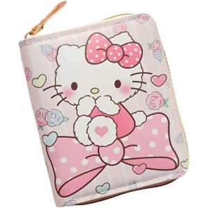 Petit Portefeuille Court Avec Fermeture Éclair Pour Femme Motif Hello Kitty - Neuf