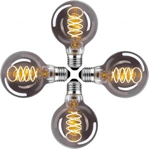 Ampoule E27 Vintage,Ampoule Led E27 Dimmable G80 4w Blanc Chaud Décorative Rétro Idéal À La Maison,Dans Un Café,Un Bar,Gris Fumée,Lot De 4¿Bt1¿ - Neuf