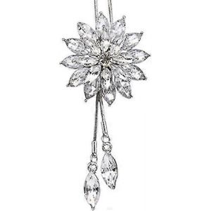Les Femmes Zircon Fleur Long De La Cha&icirc;ne R&eacute;glable Pendentif De Chandail De Collier D&eacute;corations De No&euml;l(1 Pc, Argent) - Neuf