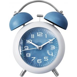 R&eacute;veil &agrave; double cloche avec veilleuse - R&eacute;veil analogique pour enfants - Grand cadran de 10,2 cm - Sans tic-tac - Silencieux - Fonctionne avec piles - Alarme puissante - Montre de voyage pour gar&ccedil;ons - Neuf