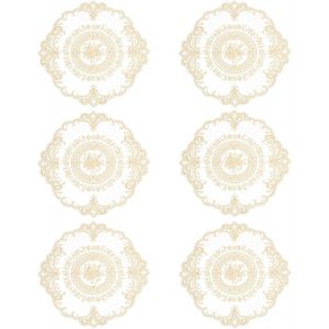 Sjzg-Lot De 6 Napperons Ronds Brod&eacute;s En Dentelle R&eacute;tro Pour Table De Salle &Agrave; Manger, Cuisine, F&ecirc;te, 28 X 28 Cm, Cr&egrave;me Pure - Neuf