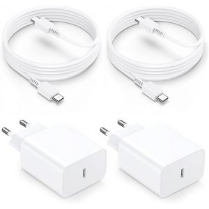 JGD-45W Chargeur USB C,Chargeur Rapide Samsung avec 2M C&acirc;bles,Charge Rapide pour Samsung Galaxy S25/S24/S23/S22/S21/S20/S20+/Note 20/10/9/8/A73/A53/A52,UBS C Secteur Mural Alimentation Prise-2 Pack B - Neuf