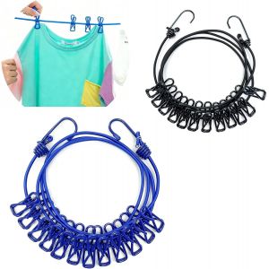 KALANKA-2 Articles Corde &agrave; Linge R&eacute;tractable,24 Clips,1,8m Corde a Linge Retractable, Corde a Linge Exterieur, Adapt&eacute; pour Int&eacute;rieur, Ext&eacute;rieur, Balcon, Camping en Plein Air - Neuf