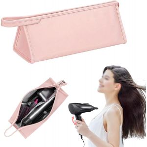 KAL-Sèche-Cheveux Boîte De Rangement, Rose Pochette Maquillage, Cuir Pu Sac De Rangement Voyage, Conception Double Couche, Avec Lanière, Pour Ranger Sèche-Cheveux, Fers À Friser, Fers À Lisser - Neuf