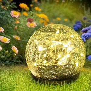 Lampes Solaires Pour Extérieur Boule Décoration De Jardin : Extérieur Balcon Boule Solaire Led Pour Extérieur Résistant Aux Intempéries - 12 Cm Grand Lampe Goden Cadeau Décoration Pour Sol - Neuf