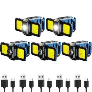 Mini Lampe De Poche Porte-Clés Lumière Cob Lampe De Travail Lampe Rechargeable Usb Avec 90 ° Lampes Latérales Pliables,Lanternes Portables Super Lumineuses.Double-Sided 5Pcs. - Neuf