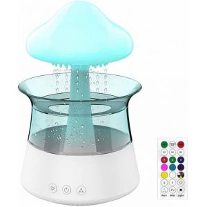 Humidificateur &agrave; nuage de pluie pour chambre &agrave; coucher et chambre d'enfant, diffuseur d'huile en forme de champignon avec LED 7 couleurs pouvant &ecirc;tre utilis&eacute; comme veilleuse (avec t&eacute;l&eacute;commande) - Neuf