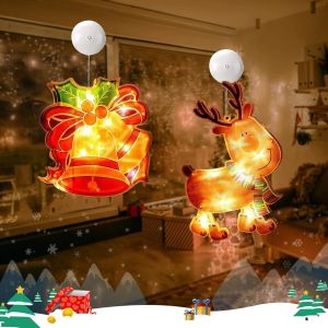 Kal-2 Pi&egrave;ces Lumi&egrave;res De D&eacute;coration De No&euml;l,Lumi&egrave;res De D&eacute;marrage De No&euml;l &Agrave; Suspendre Avec Ventouse,Lumi&egrave;res De Ventouse De Fen&ecirc;tre De No&euml;l,Suspension Noel,Aliment&eacute; Par Pile,Deco De Noel Interieur (C - Neuf