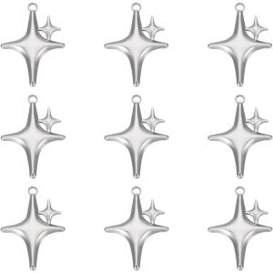 Ytseazn-10pcs Breloque Chat Acier Inoxydable Breloque Étoile À Quatre Breloques Animaux Breloques Creuses Pour Bracelet Collier Boucles D'oreilles Fabrication De Bijoux Artisanat - Neuf