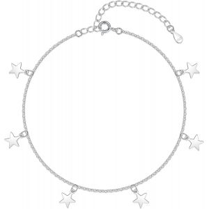 Eryi-Chaînes De Cheville En Argent Sterling 925 Pour Femme, Chaîne De Cheville Réglable En Argent 925 Avec Perle/Étoiles, Été Pieds Nus, Plage En Argent - Neuf