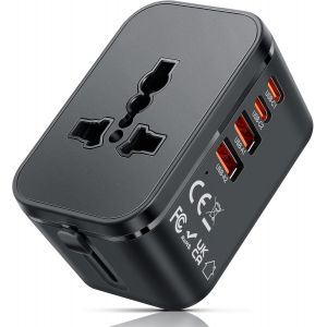 ERYI-Adaptateur Prise Universelle, Adaptateurs Voyage Adaptateur Universel International De Voyage Avec Gan20W, 2 Usb, 2 Usb C Et 1 Prise Ac, Chargeur Universel Travel Adapter Pour Eu Us Uk Au - Neuf