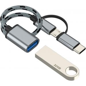 lbgwp60-Adaptateur Usb C Micro Usb Vers Otg 3.0 Femelle (2 En 1) Pour Connecteurs Apple - Câble De Type C - Connecteur Android Pour Ipad - Pour Iphone 16 15 Pro - Compatible Avec Samsung S25 Tablette - Neuf