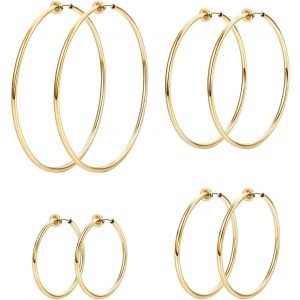 Kal-4 Paires De Boucles D'oreilles À Clipser En Acier Inoxydable Pour Femmes - Neuf