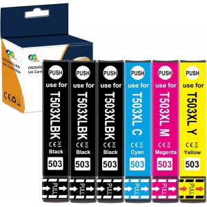 503 Xl Multipack Compatible Avec Epson 503 503Xl Cartouche D'Encre, Pour Epson Expression Home Xp-5200 Xp-5205 Workforce Wf-2960Dwf Wf-2965Dwf (6Pack)[ENC944373] - Neuf