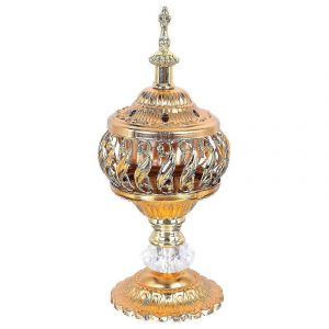 Br&ucirc;leur Bakhoor Br&ucirc;leur &agrave; charbon de bois M&eacute;tal Encensoir arabe D&eacute;cor de bureau pour b&acirc;tons c&ocirc;nes - Neuf