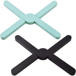 Jexnovashop-Lot De 2 Dessous De Plat Antidérapants Pliables En Silicone Pour Plats Chauds, Design En Forme De Croix - Neuf