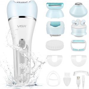 Oayew-&Eacute;pilateur Visage Femme, 6 En 1 Epilateur Electrique Femme Sans Fil, Affichage Led Rechargeable, Rasoir &Eacute;lectrique Sec Et Humide Avec Brosse Exfoliante, Brosse De Nettoyage, T&ecirc;te De Massage - Neuf
