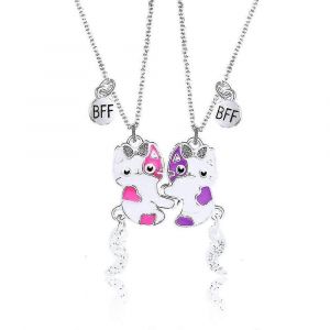 Collier Chat Magn&eacute;tique Assorti Meilleur Ami Pendentif Amiti&eacute; Cadeau Pour Les Femmes - Neuf